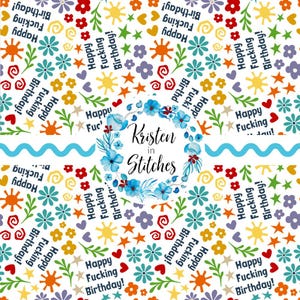 Alles Gute zum Geburtstag nahtlose Muster, sarkastisches Schimpfwort-Wiederholungsdesign, lustige Fluchwort-Swearing-Datei, persönliche kleine Werbung
