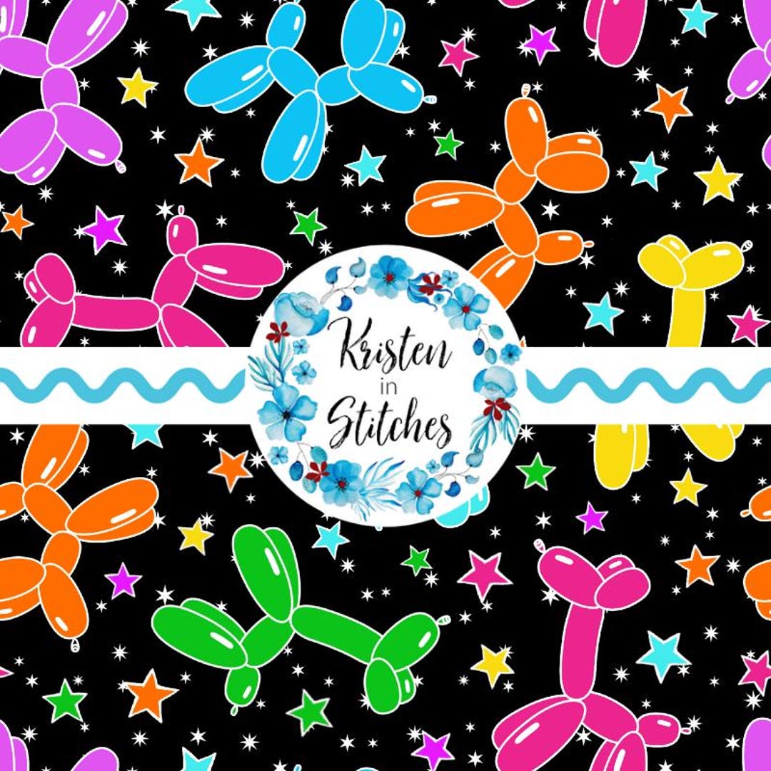 Party Pups Seamless Pattern, Neon Rainbow Balloon Dogs Printable ...