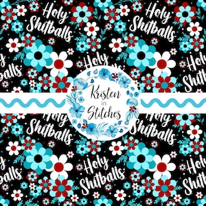 Heilige Shitballs Musterdesign, Schimpfwort Floral wiederholende Kachel, ziemlich freche Fluch Wort Digitale Dateien, persönliche kleine kommerzielle Nutzung