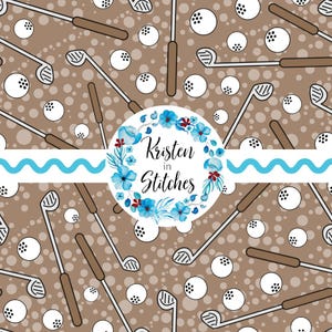 Patrón sin costuras de golf, diseño repetido de palos de golf, regalo de putter de golf marrón tostado, archivo digital, enlaces de campo de golf para uso personal y comercial.