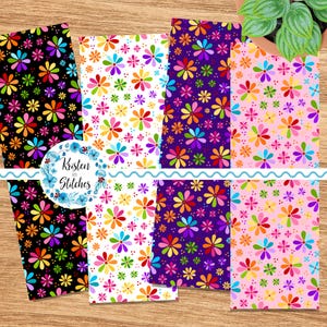 Marcapáginas imprimible de 2x6, 4 margaritas arcoíris de verano, flores de margarita, regalos para imprimir en casa, tamaño carta de 8.5x11, pdf, png, jpg