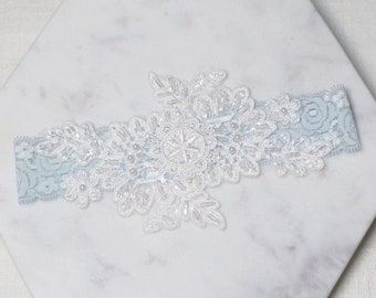 Blue lace garter, beaded lace garter, wedding garter, bridal garter belt, garter for wedding