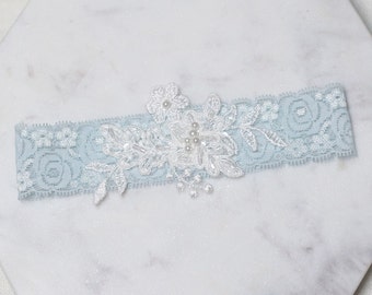 Tiny lace garter, Blue garter, Wedding garter, Lace garter, Bridal garter, Throw garter