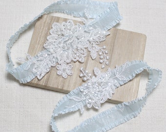 Something Blue garter set, bridal blue garter set, wedding garter set, garter for wedding, bride garter set