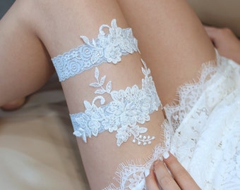 Lace garter set, bridal garter set, wedding garter set, blue lace garter set, garter for wedding, bride garter set