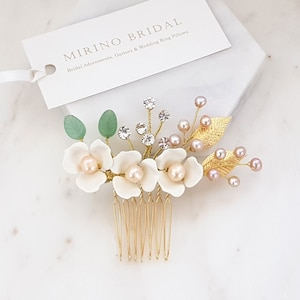 Hair piece, prom hair accessory, bridal hair comb, pearl hair comb, gold hair comb, wedding headpiece