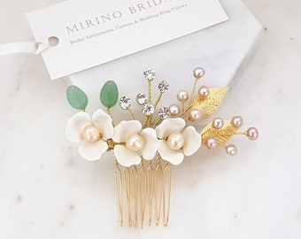 Hair piece, prom hair accessory, bridal hair comb, pearl hair comb, gold hair comb, wedding headpiece