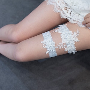 Lace garter set, bridal garter set, wedding garter set, garter set, blue lace garter set, garter for wedding image 5