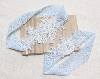 Something blue garter set, Lace garter, Bridal blue garter set, Wedding garter set, Garter for wedding, Bride garter set