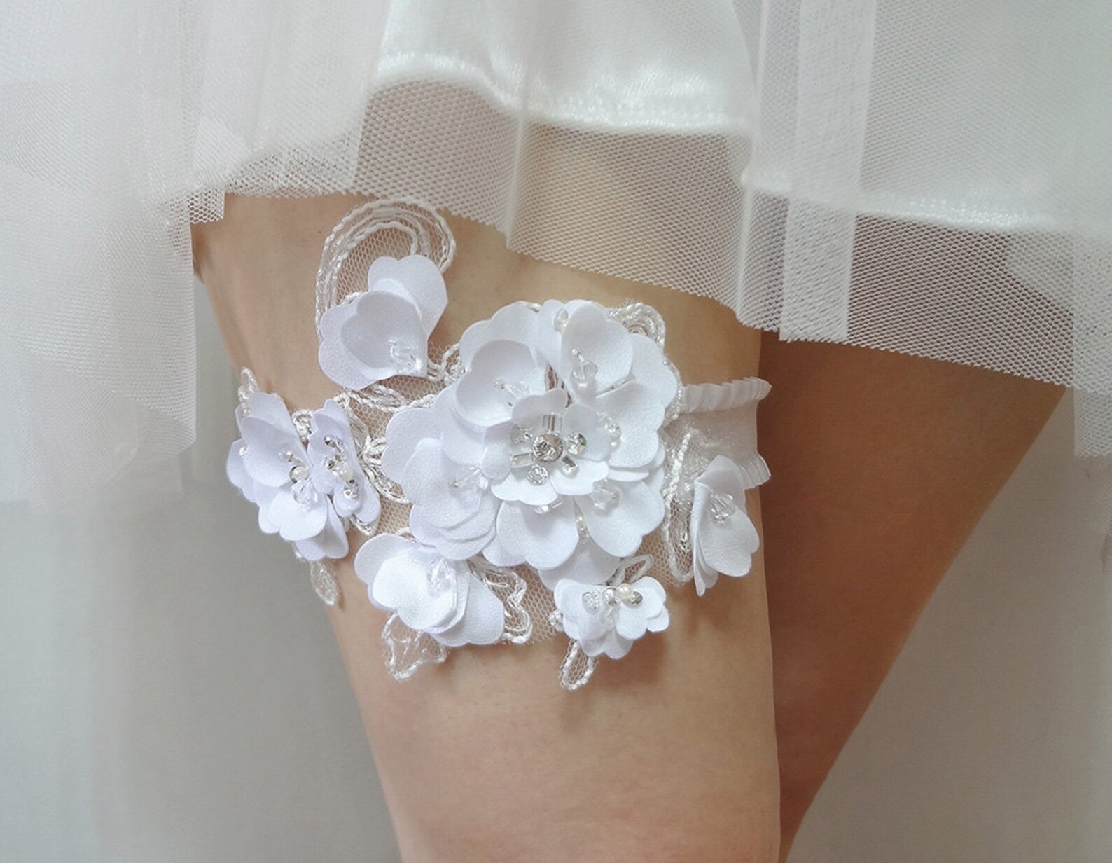 Wedding Garter White Garter Bridal Garter Satin Garter | Etsy