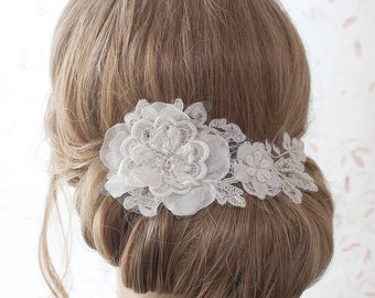 Ivory lace hair comb, bridal headpiece, lace headpiece, flower hair comb, bridal hair comb, wedding hair comb