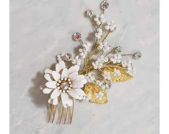 wedding hair comb, wedding headpiece, bridal hair piece, gold hair pin, prom hair accessory