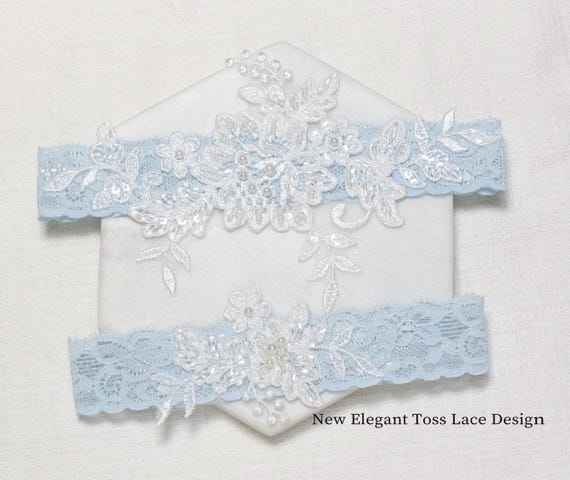 Lace Wedding Garter Set, Beaded Embroidery Keepsake Toss Set - Etsy