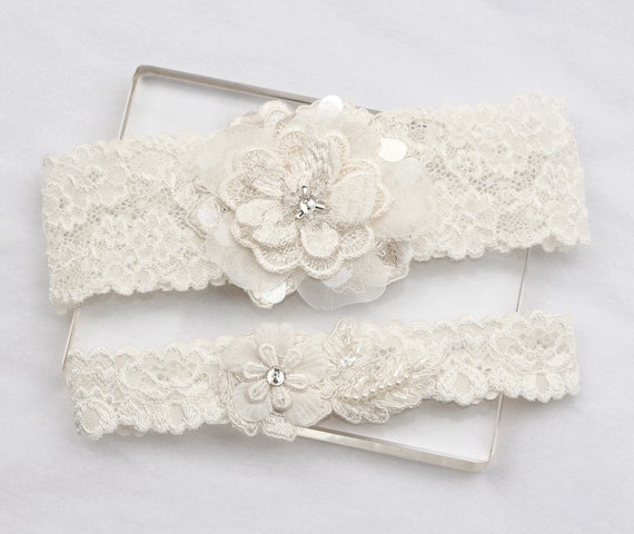 Ivory Lace Garter Set Wedding Garter Set Bridal Garter Set | Etsy