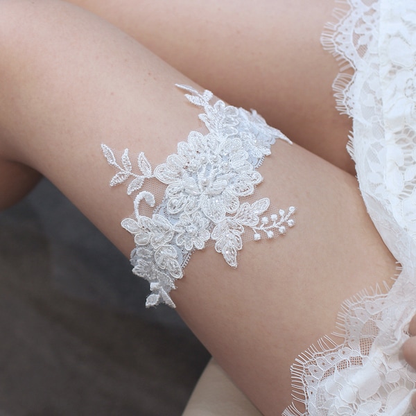 Lace garter, bridal garter, wedding garter, blue lace garter, garter for wedding, keepsake garter