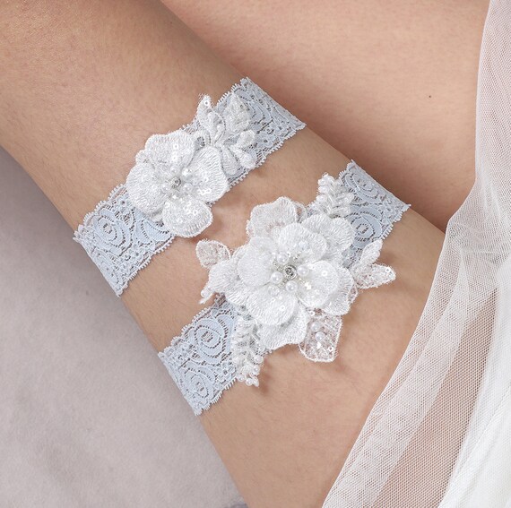 Lace garter set, bridal garter set, wedding garter set, garter set, blue  lace garter set, garter for wedding