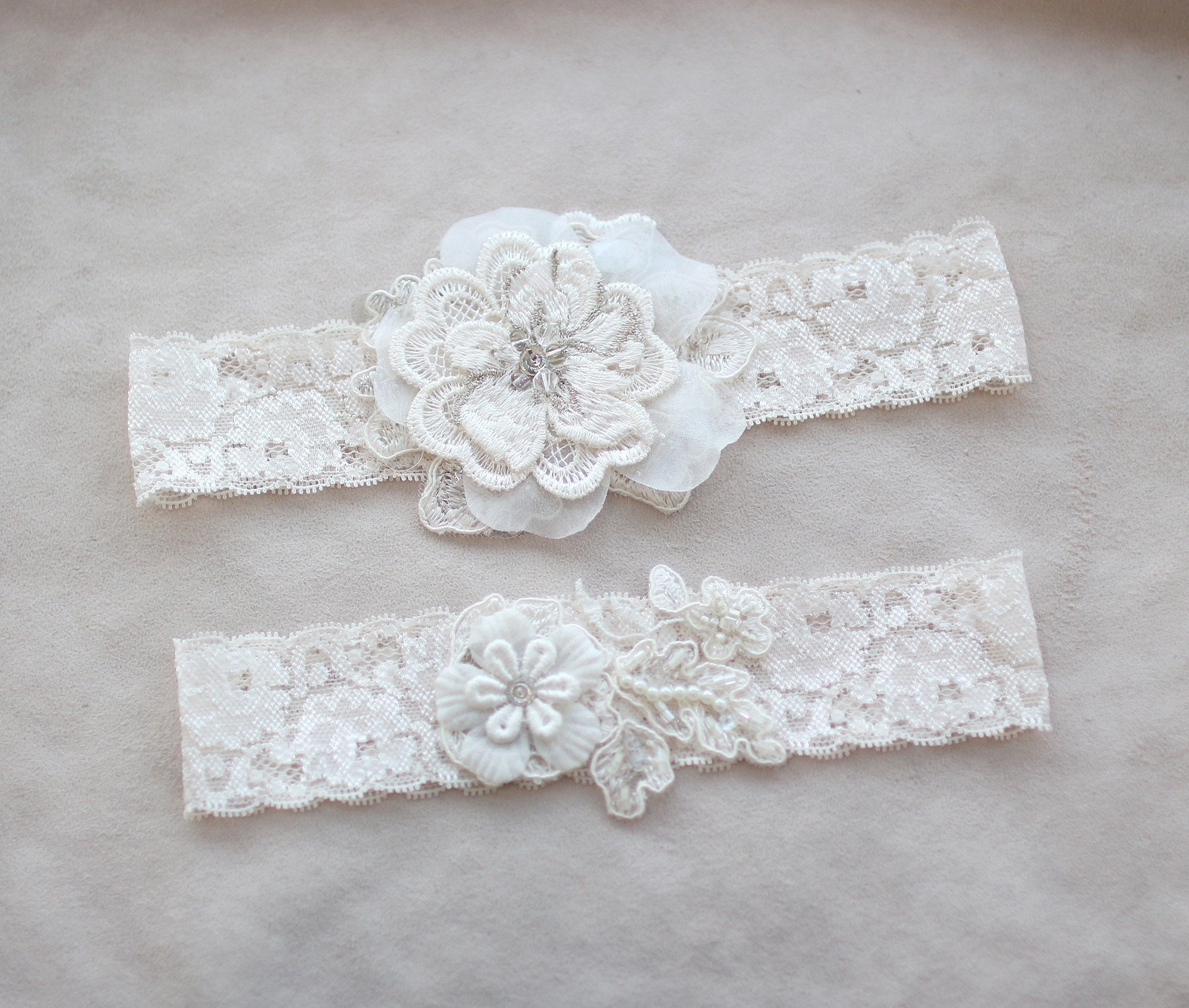 Ivory Lace Garter Set Wedding Garter Set Bridal Garter Set | Etsy