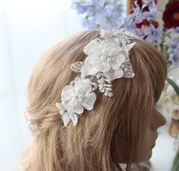 white lace headband