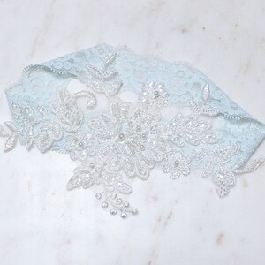 Lace garter, blue lace garter, wedding garter, bridal garter, keepsake garter, single garter, something blue wedding garter