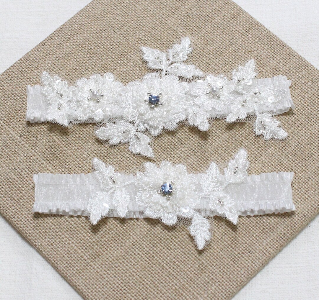 Swarovski Blue Crystal Garter Set Wedding Garter Set Blossom - Etsy