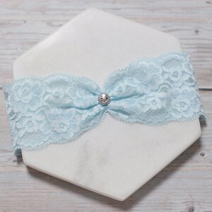 Light blue lace garter, silver crystal charm garter, wedding garter, lace garter, bridal garter, keepsake garter