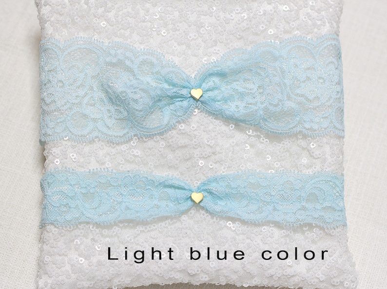 lace garter set gold tiny heart charm garter set wedding garter set bridal garter set Navy lace garter set