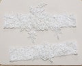 Ivory Lace Wedding Garter Set: Beaded Embroidery Lace Bridal Garters product logo