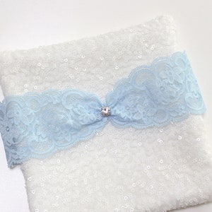 Blue lace garter, Crystal garter, Bridal garter, Keepsake garter, Something blue garter