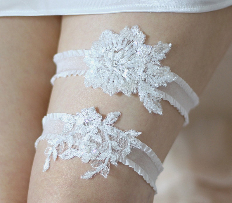 Sequin garter set, bridal garter set, wedding garter set, wedding garters, bridal garter belt image 1