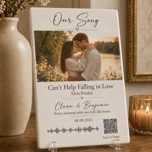 Custom Song Photo Tile with QR Code, Personalized Wedding Song Gift, Couple Anniversary Ceramic Tile, Best Friend Photo Gift