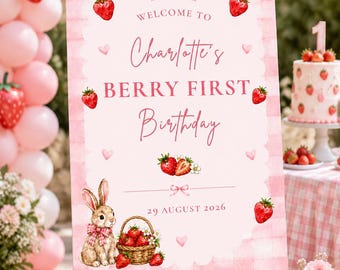 Berry First Birthday Welcome Sign (Digital Download)