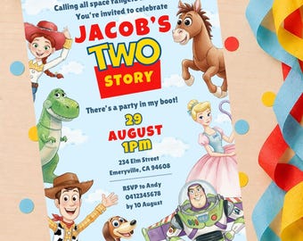 Toy Story Two Story Birthday Invitation, Canva Template (Digital Download)