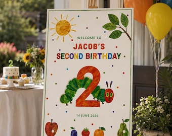 The Very Hungry Caterpillar Second Birthday Welcome Sign (Digital Download)