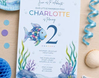The Rainbow Fish, Under the Sea Second Birthday Invitation (Digital Download)