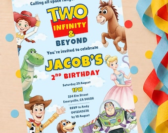 Toy Story Two Infinity Birthday Invitation, 2nd Birthday Canva Template (Digital Download)