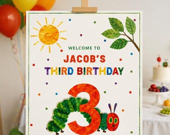 The Very Hungry Caterpillar 3rd Birthday Welcome Sign (Digital Download)