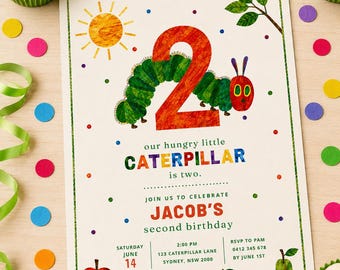The Very Hungry Caterpillar 2nd Birthday Invitation (Digital Download)