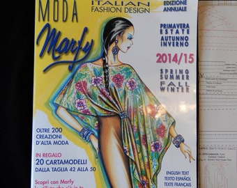 Moda Marfy, fall edition 2014/15, 200 designs, tri lingual, from Italy, 206 pages, includes 20 free patterns in Italian sizes 42 to 50