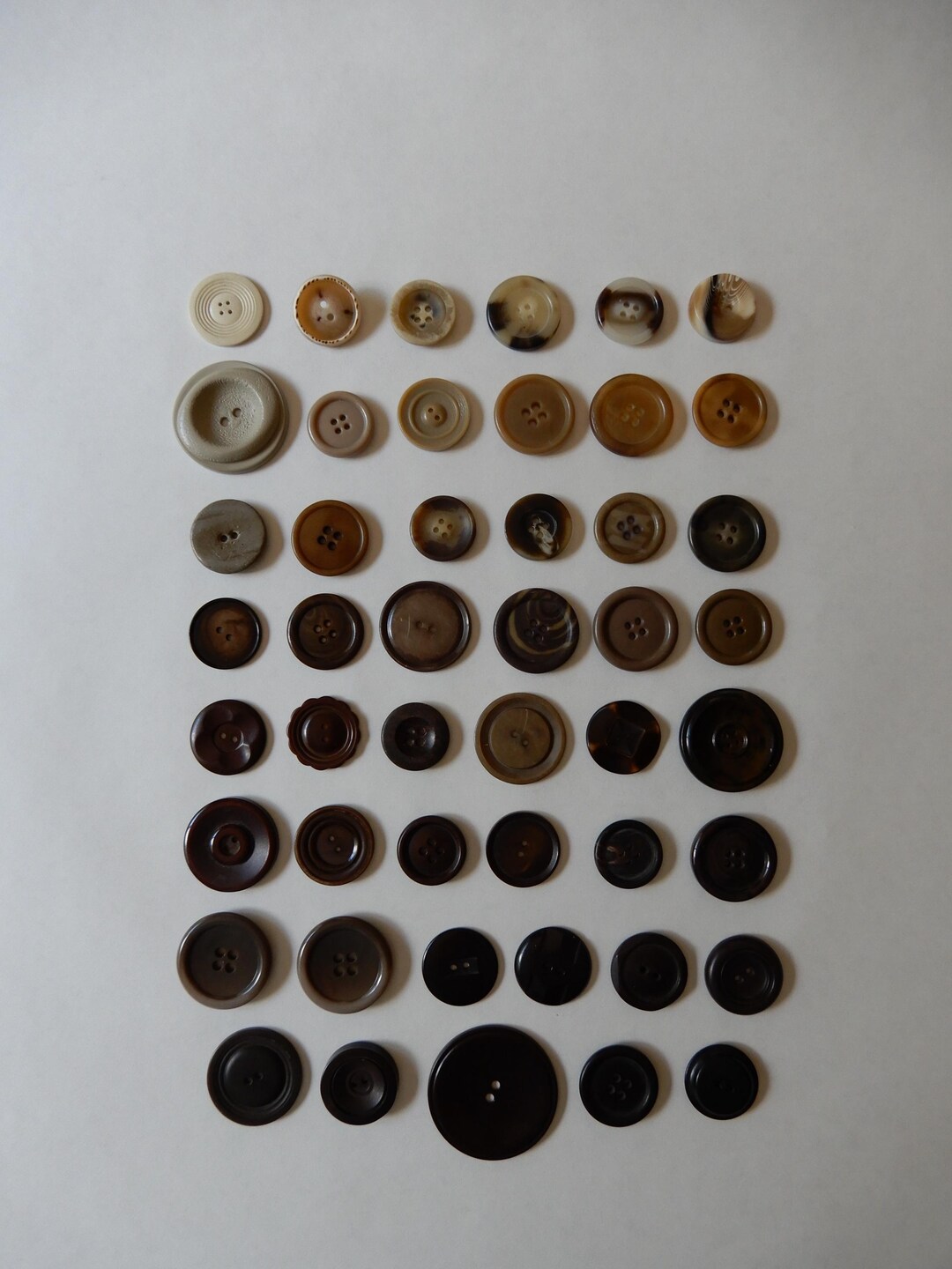 Buttons Without Thread Creams and Browns, 47 Large Buttons, 1