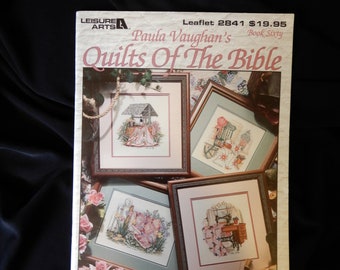 Paula Vaughan's Quilts of the Bible, book 60, 12 designs, Leisure Arts 2841, colored charts, DMC and Anchor lists, quilts with Bible names