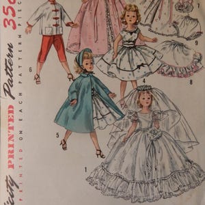 18&quot; Revlon and Cissy, Simplicity 1808,  doll clothes pattern from 1956, cut, verified complete wedding ensemble and trousseau