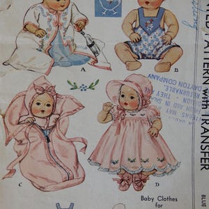15&quot; tall Dy-Dee doll clothes sewing pattern from 1937,  mostly cut, some embroidery transfers missing, original printed tissue pattern, rare