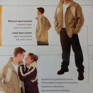 Jalie #2110, raglan sleeve lined jacket, hood or collar, includes sizes child 2 thru adult chest 47&quot;, uncut and FF, OOP pattern, Canadian