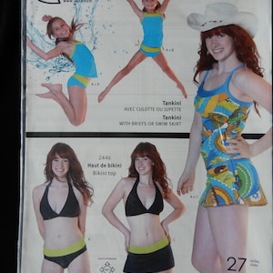 Jalie #3023 Tankini with briefs or swim skirt, includes 27 sizes for child 2 - women's size 22, sealed