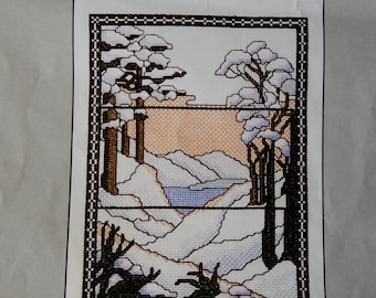 Tiffany Windows - Snow, counted cross stitch kit, Classic Embroidery, U.K., 9" X 7", Barbara Thompson Designs 2000, 128 X 92 stitch count