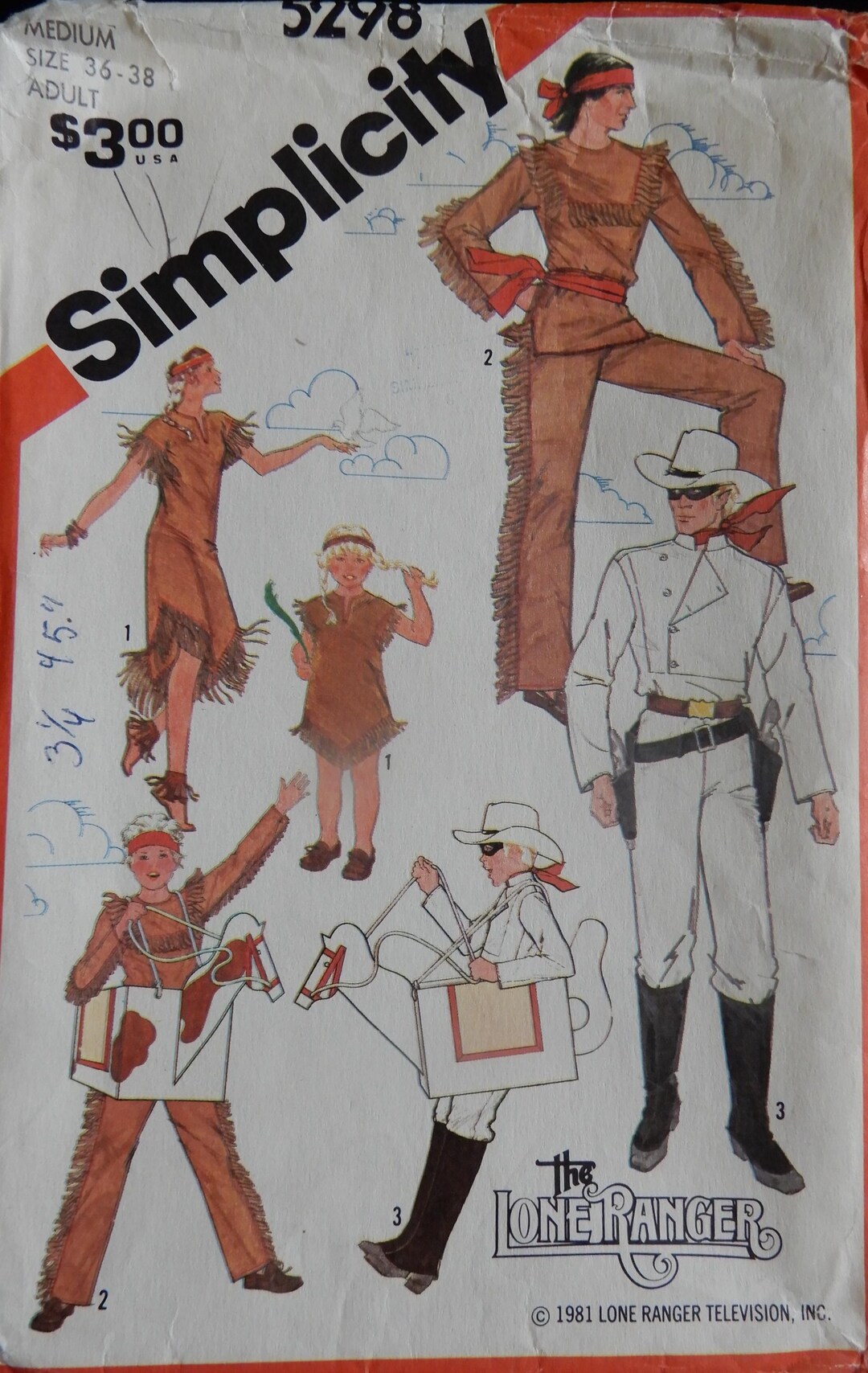 Little Ranger Pattern The Lone Ranger, Adult Medium Pattern, Size 36 - 38, Simplicity 5298 ...