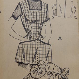 May include: Vintage sewing pattern illustration featuring a woman's figure wearing a plaid dress with a square neckline and short sleeves. The illustration includes a separate view of the bodice and a floral-patterned skirt with a bow. The number "2668" is printed at the top.