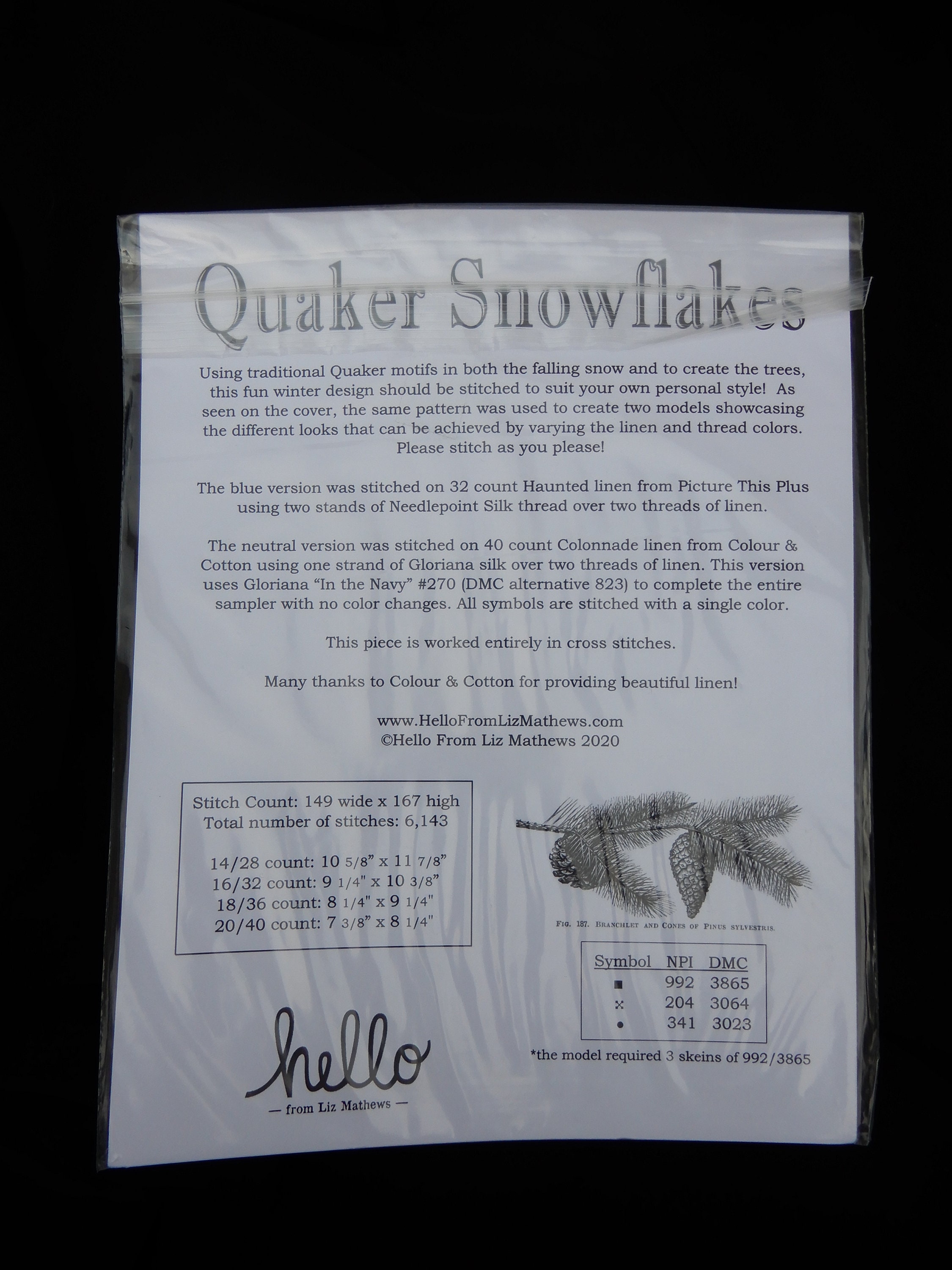 Quaker Hello Quaker Snowflakes Cross Stitch Pattern, Hello From Liz Mathews, 2020 ...