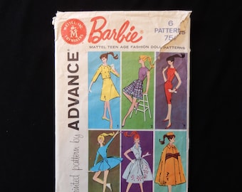 Retro Barbie doll clothes pattern, Advance Group B/9939, suit, blouse, culottes, sheath dress, shirtwaist dress, skating separates, cape