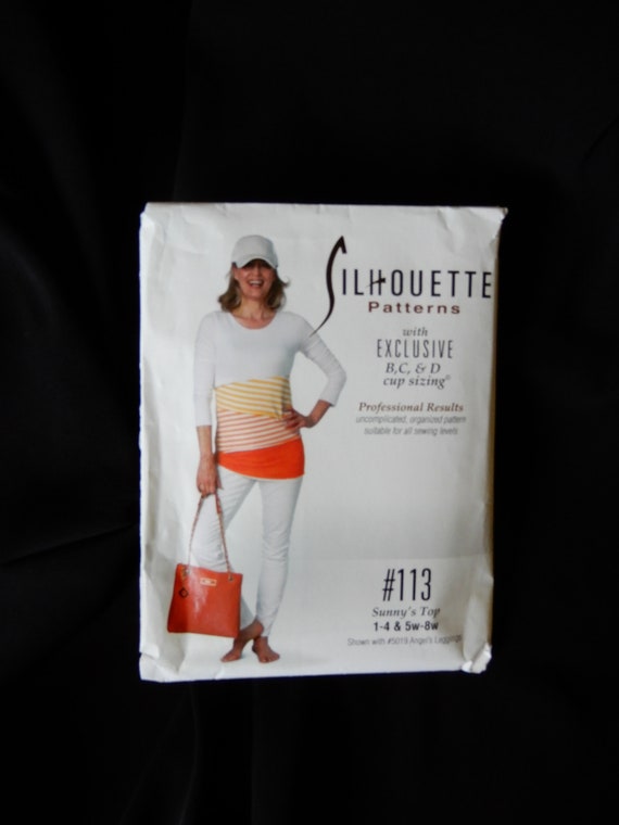 Size 1 4 and 5W 8W, Garment Bust 29 51, Silhouette 113, Sunny's Top, B, C,  D Cup, Long Sleeved Pullover, Diagonal Color Blocking 